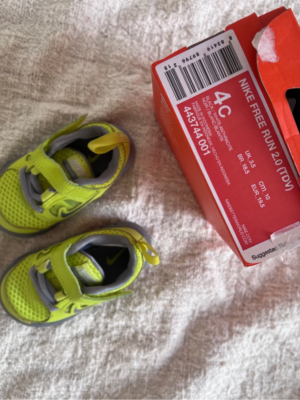 Nike Kids Free Run 2.0 Bright Yellow/Green Toddler Shoes
